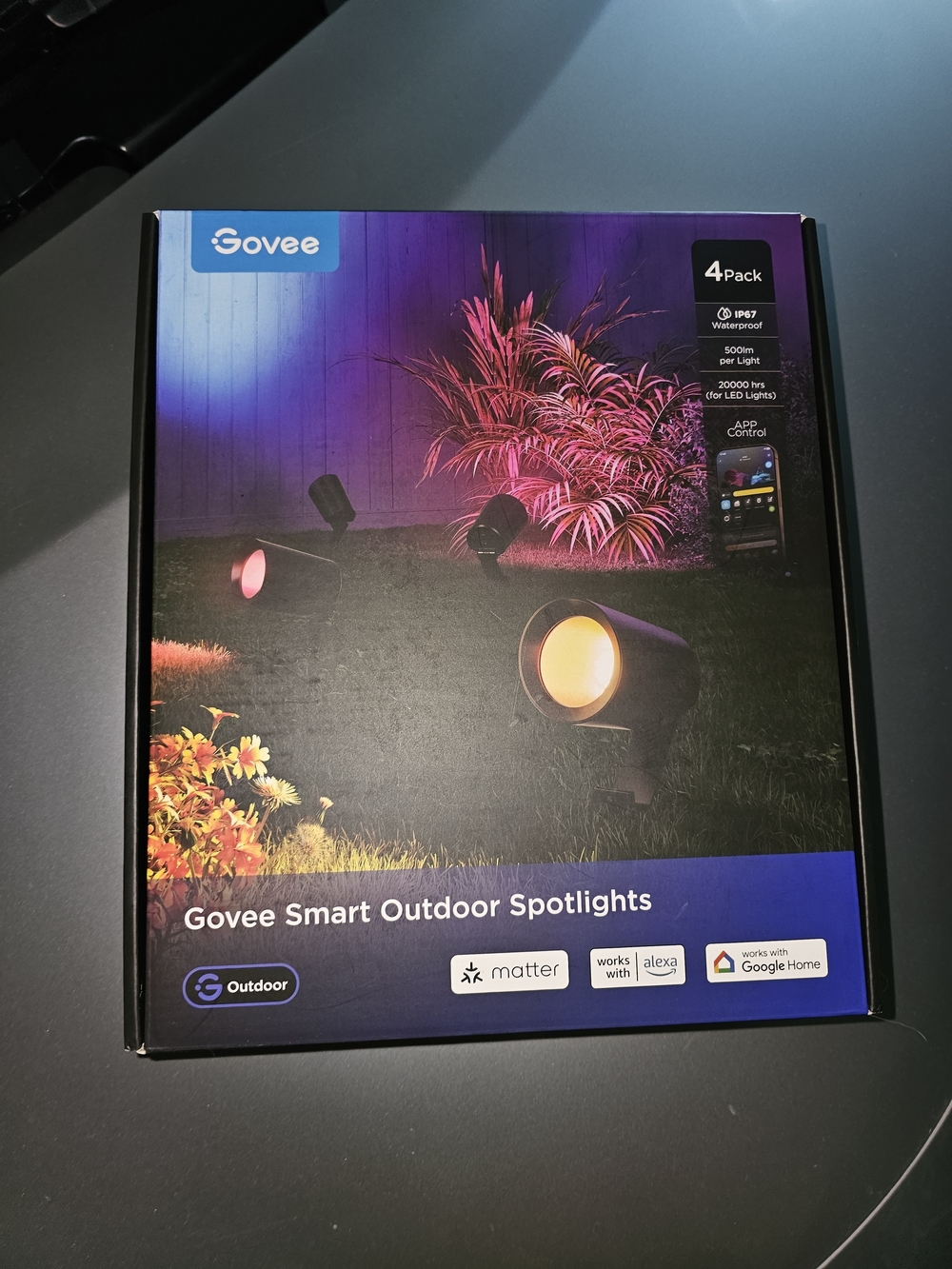 NEW Govee Smart Outdoor Spotlights 4 Pack RGB LED Alexa Google Home IP67